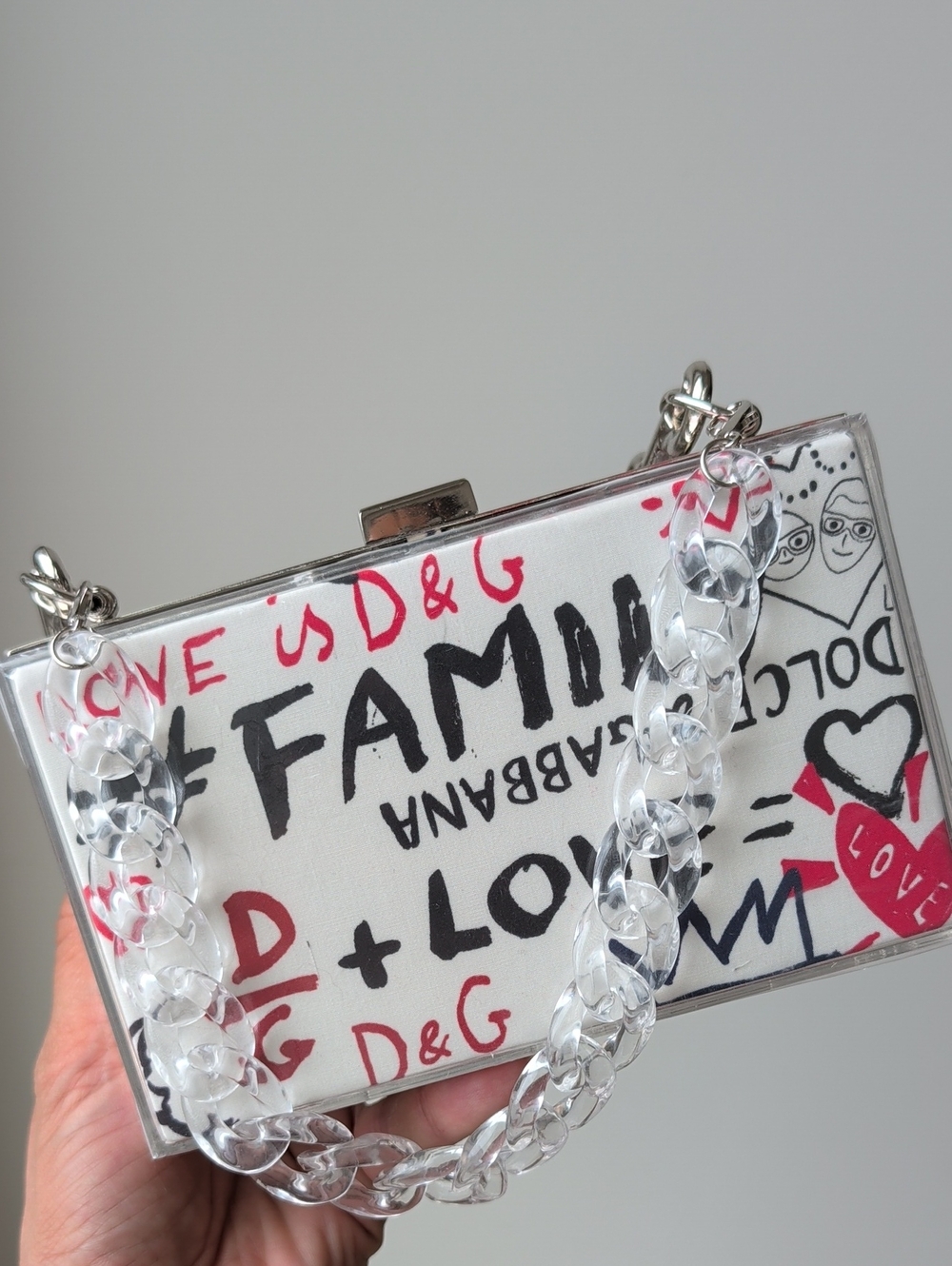 Upcycled Dolce & Gabbana Graffiti dustbag Novelty Clutch Transformation
